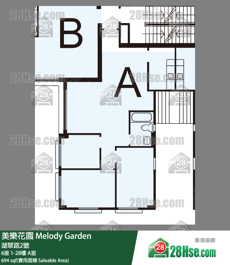 美樂花園 6座18樓 A室 平面圖
