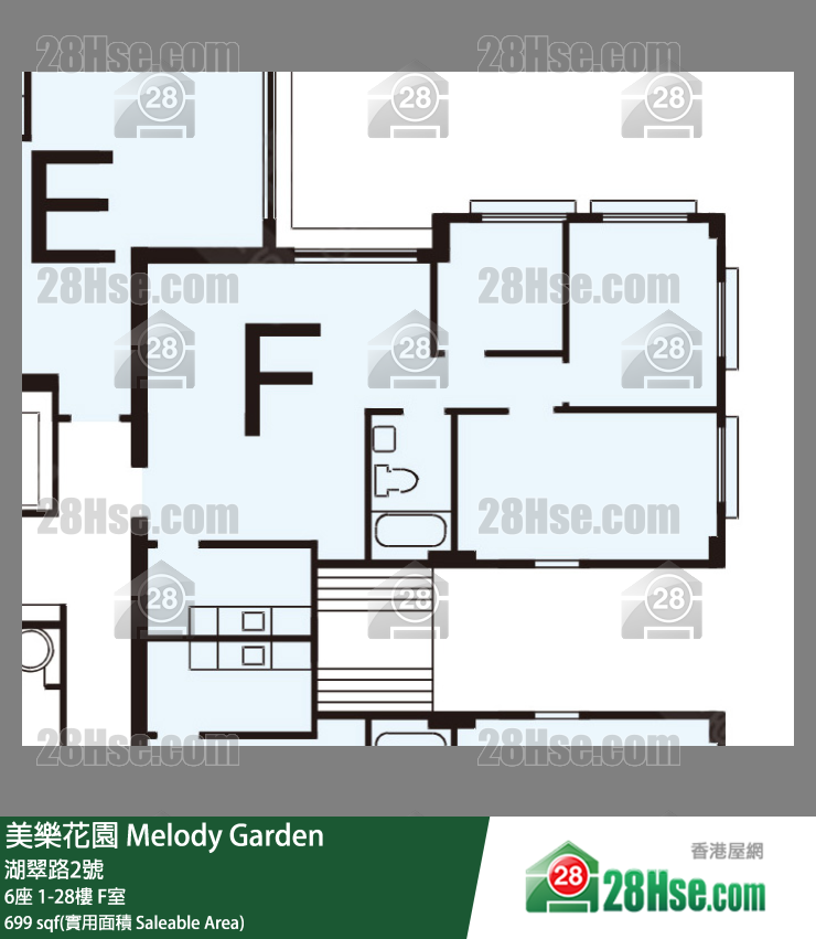 美樂花園 6座15樓 F室 平面圖
