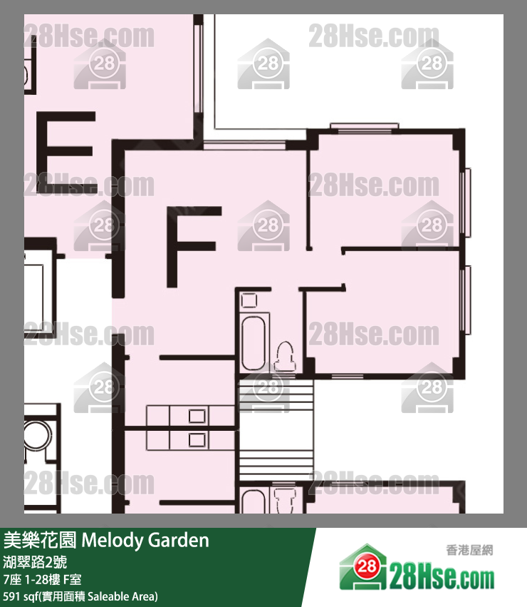 美樂花園 7座8樓 F室 平面圖