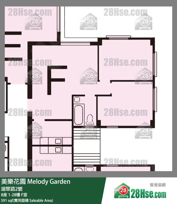 美樂花園 8座23樓 F室 平面圖