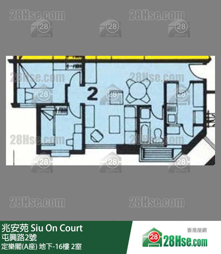 兆安苑 定樂閣(A座)10樓 2室 平面圖