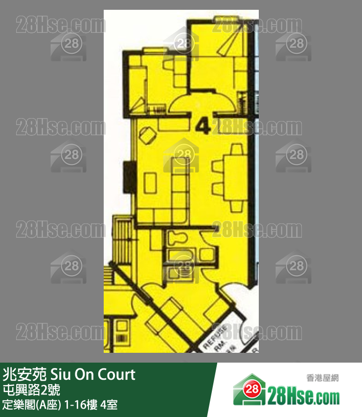 兆安苑 定樂閣(A座)10樓 4室 平面圖