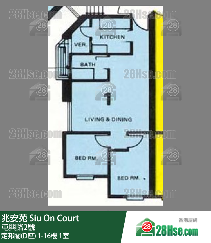 兆安苑 定邦閣(D座)13樓 1室 平面圖