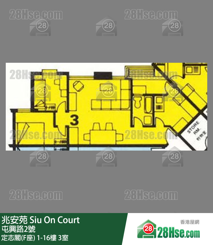兆安苑 定志閣(F座)3樓 3室 平面圖