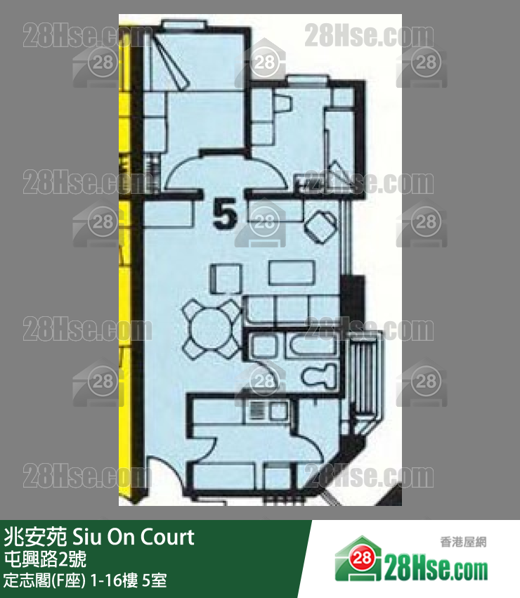 兆安苑 定志閣(F座)9樓 5室 平面圖