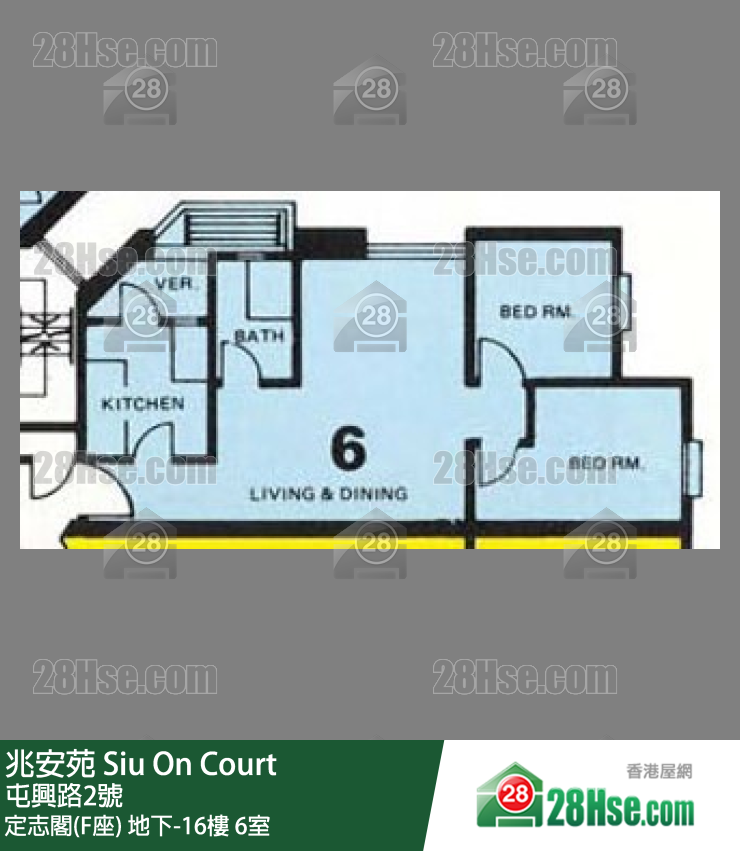 兆安苑 定志閣(F座)15樓 6室 平面圖