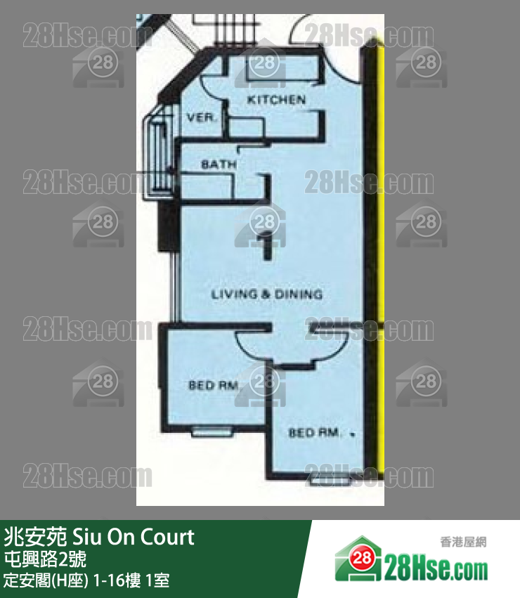 兆安苑 定安閣(H座)11樓 1室 平面圖