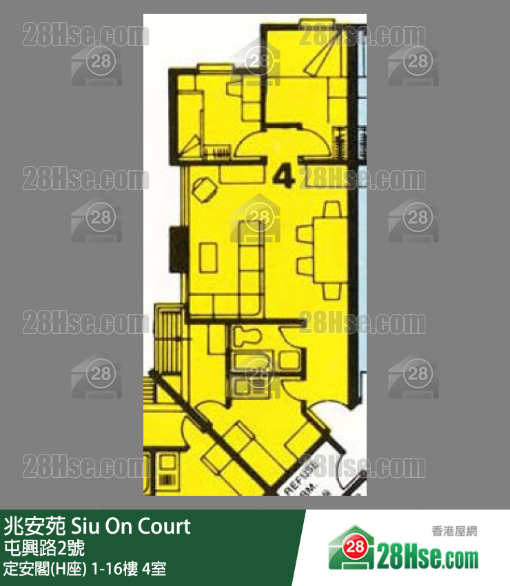 兆安苑 定安閣(H座) 4樓 4室 平面圖
