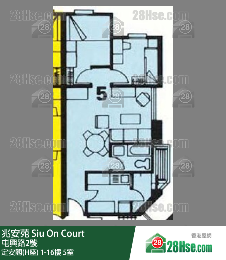 兆安苑 定安閣(H座)6樓 5室 平面圖