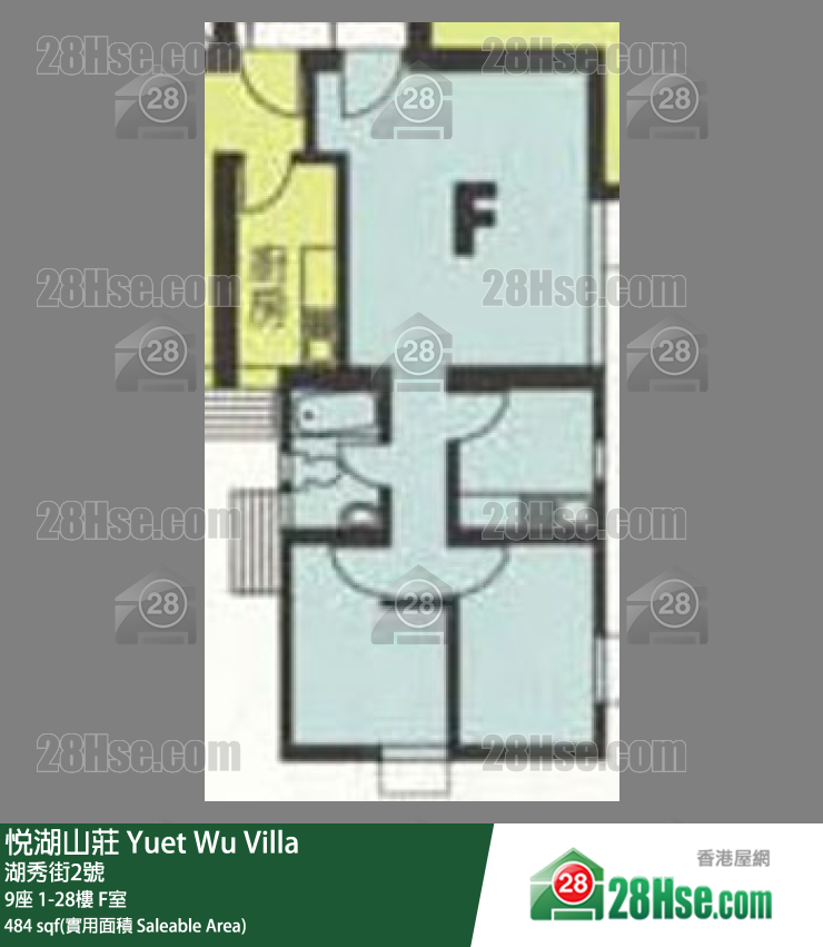 悦湖山庄 9座 25楼 F室 平面图