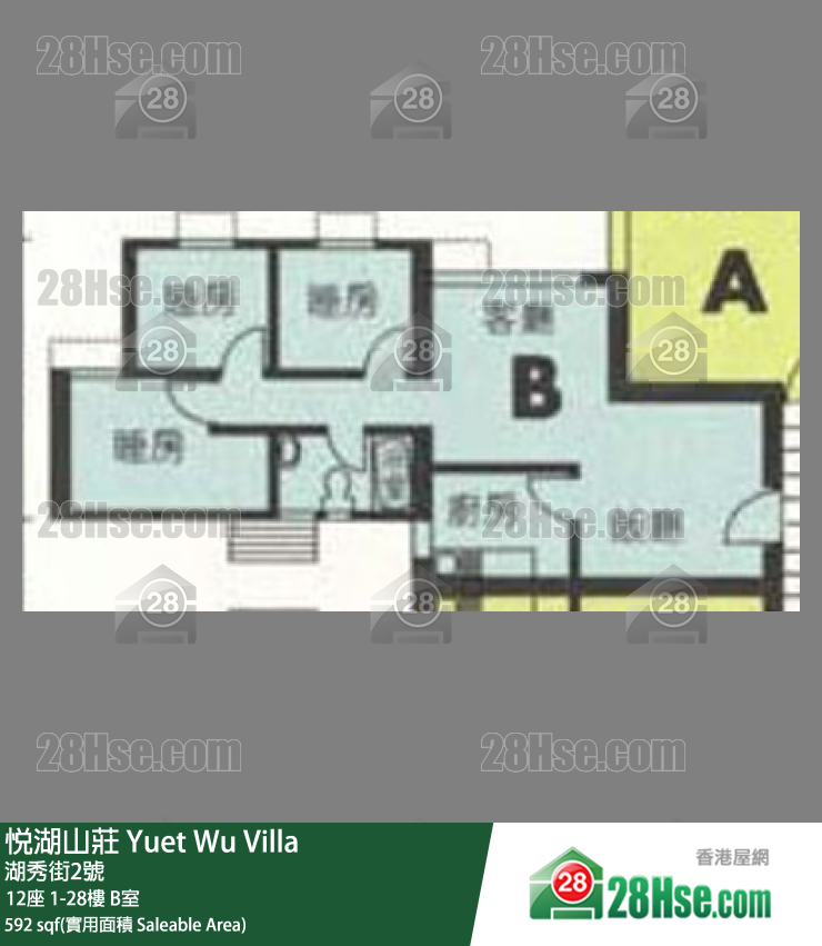 悦湖山庄 12座13楼 B室 平面图