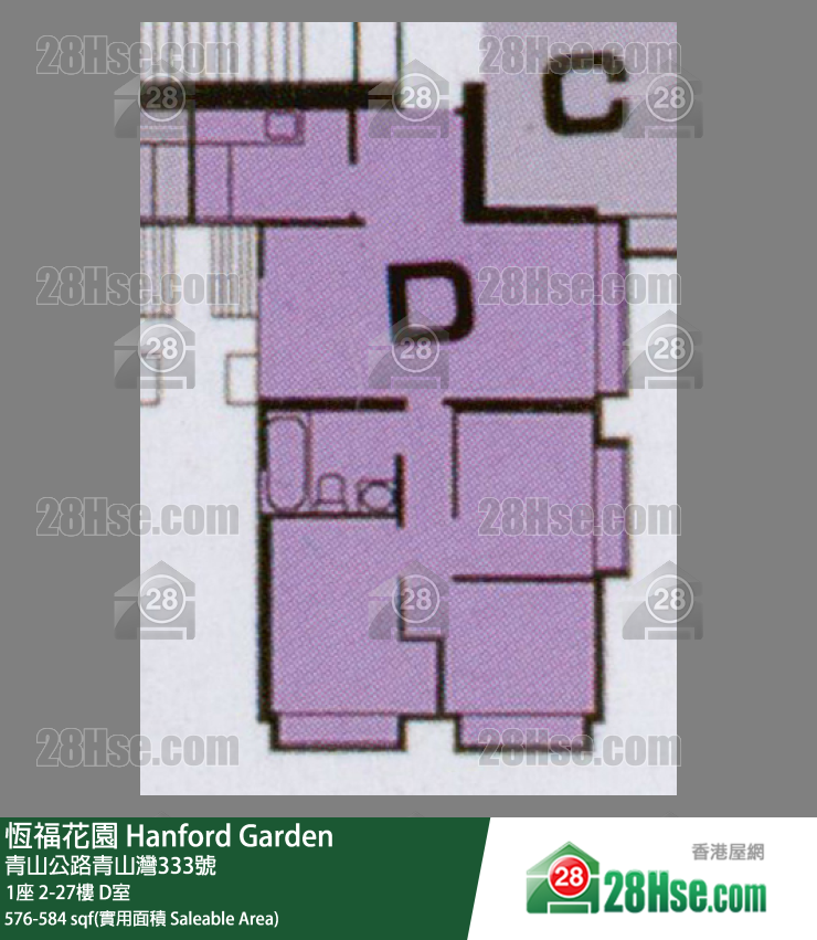 恒福花园 1座4楼 D室 平面图