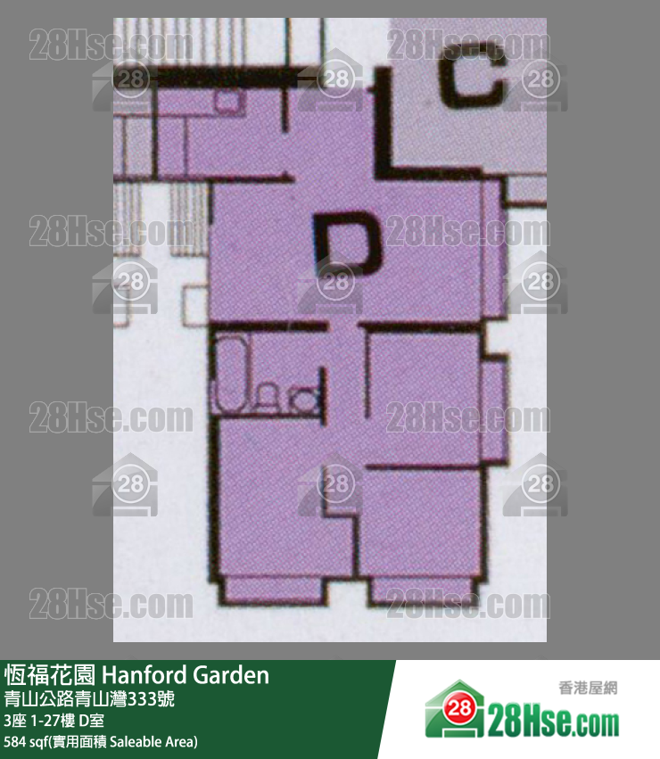 恒福花园 3座7楼 D室 平面图