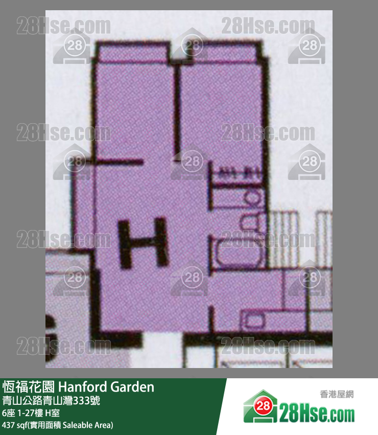 恒福花园 6座 3楼 H室 平面图