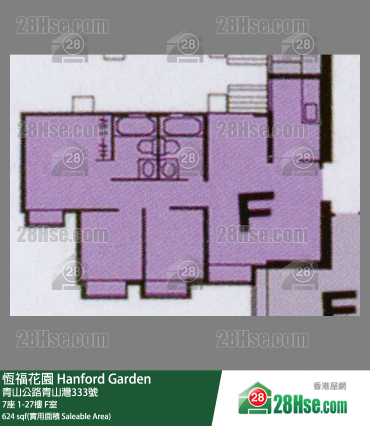 恒福花园 7座 23楼 F室 平面图