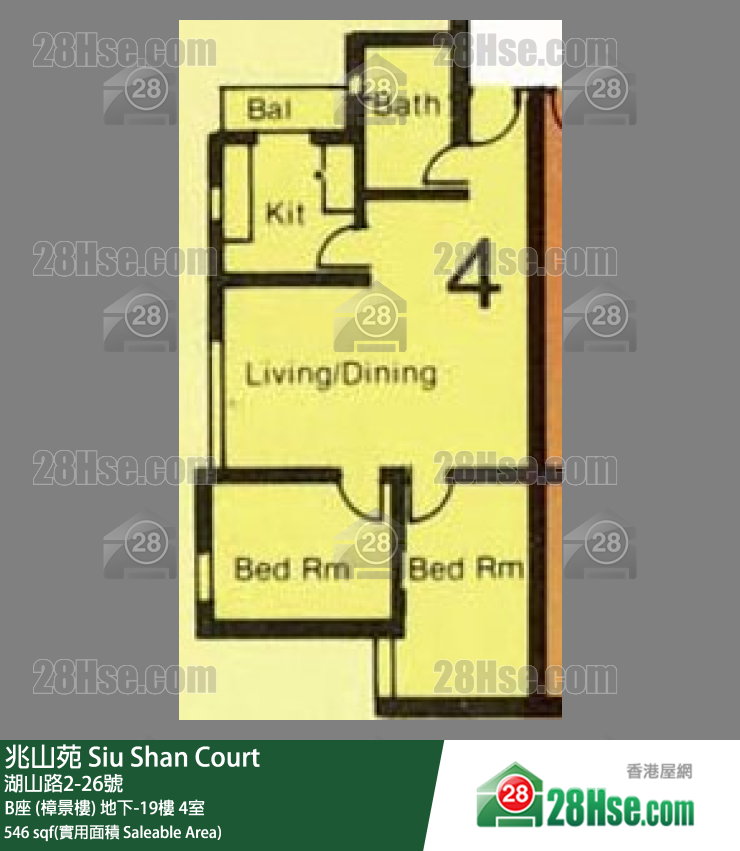 兆山苑 B座 (樟景樓)19樓 4室 平面圖
