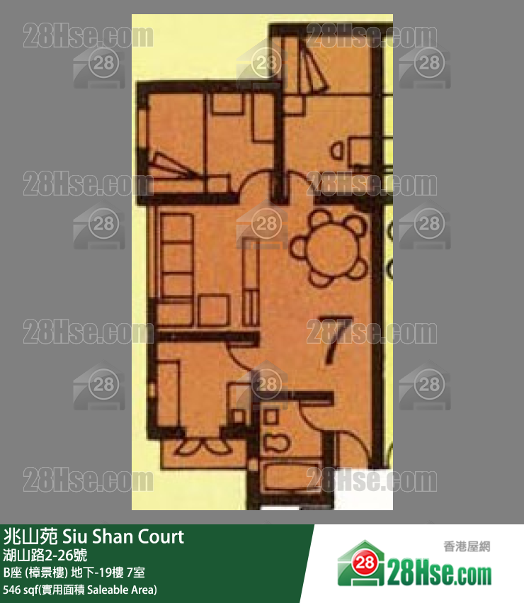 兆山苑 B座 (樟景樓) 16樓 7室 平面圖