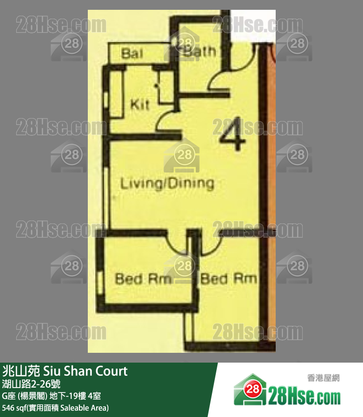 兆山苑 G座 (楊景閣)2樓 4室 平面圖