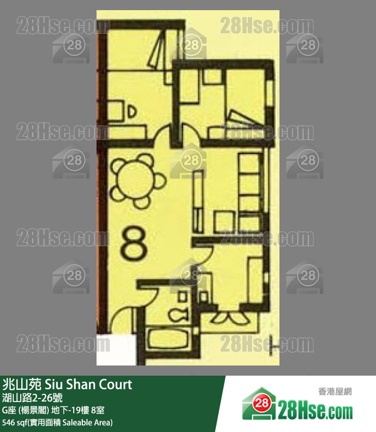 兆山苑 G座 (楊景閣)13樓 8室 平面圖