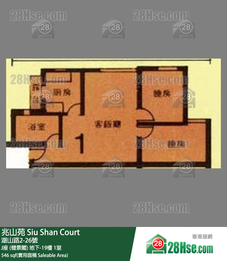 兆山苑 J座 (楗景阁)4楼 1室 平面图