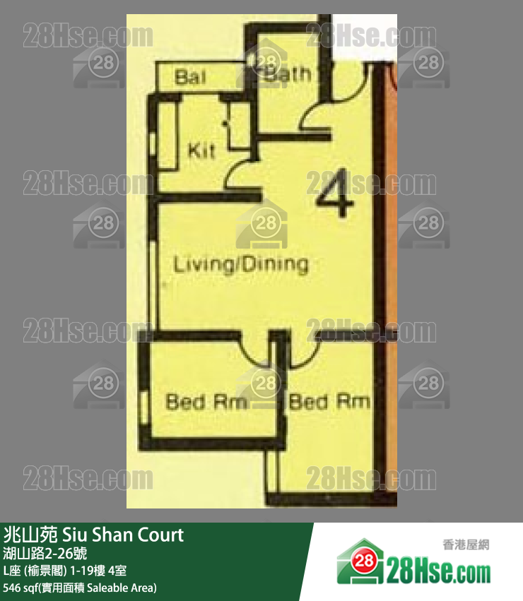 兆山苑 L座 (榆景閣) 3樓 4室 平面圖