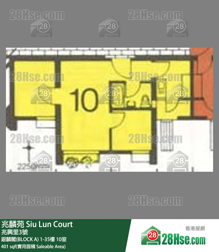 兆麟苑 银麟阁(BLOCK A)18楼 10室 平面图