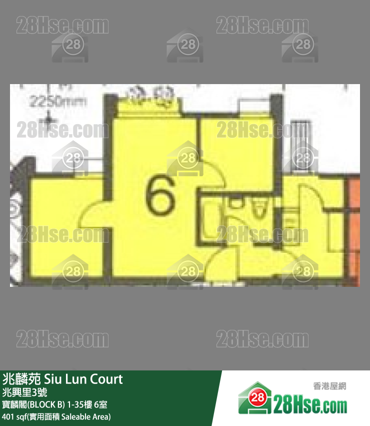 兆麟苑 宝麟阁(BLOCK B)23楼 6室 平面图