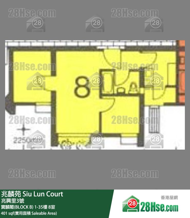 兆麟苑 宝麟阁(BLOCK B)13楼 8室 平面图