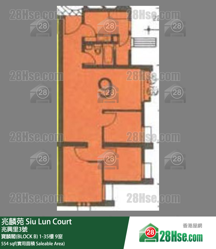 兆麟苑 宝麟阁(BLOCK B)9楼 9室 平面图