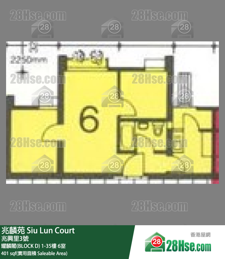 兆麟苑 耀麟阁(BLOCK D) 33楼 6室 平面图