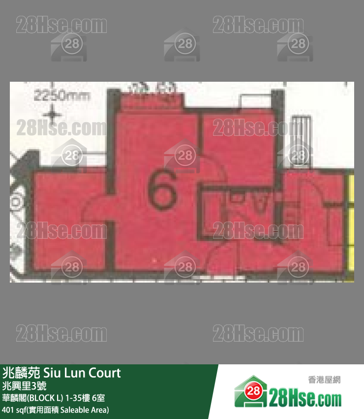 兆麟苑 华麟阁(BLOCK L)26楼 6室 平面图