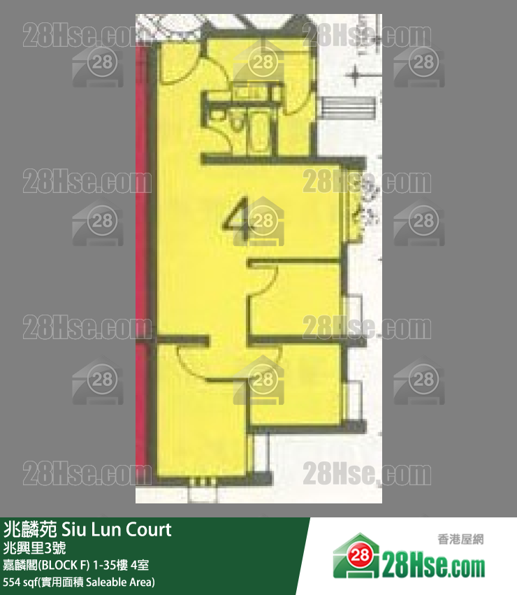 兆麟苑 嘉麟阁(BLOCK F)5楼 4室 平面图