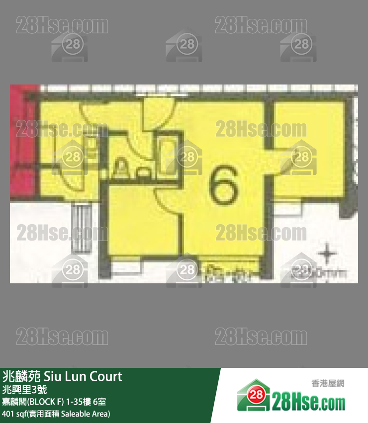 兆麟苑 嘉麟阁(BLOCK F)3楼 6室 平面图