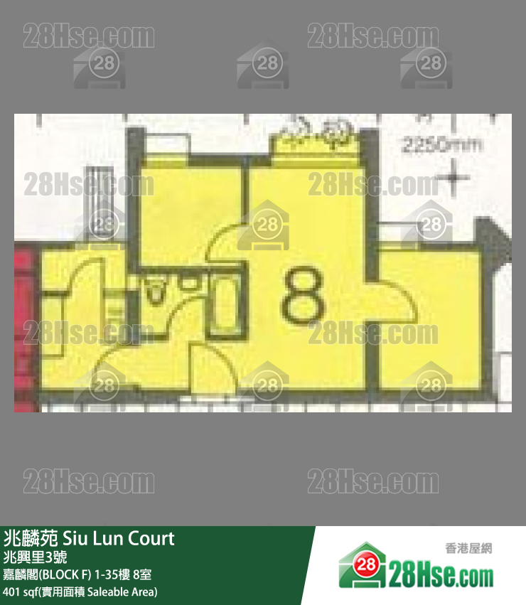兆麟苑 嘉麟阁(BLOCK F)4楼 8室 平面图
