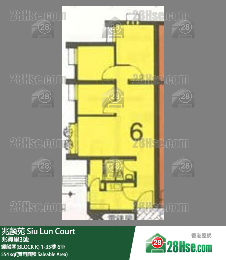 兆麟苑 辉麟阁(BLOCK K) 21楼 6室 平面图