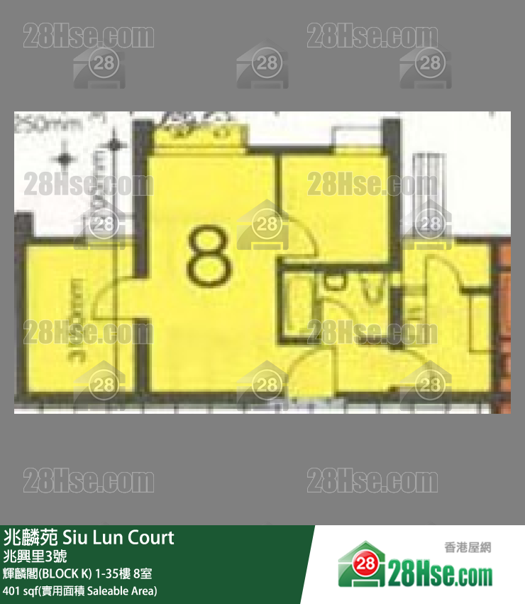 兆麟苑 辉麟阁(BLOCK K)20楼 8室 平面图