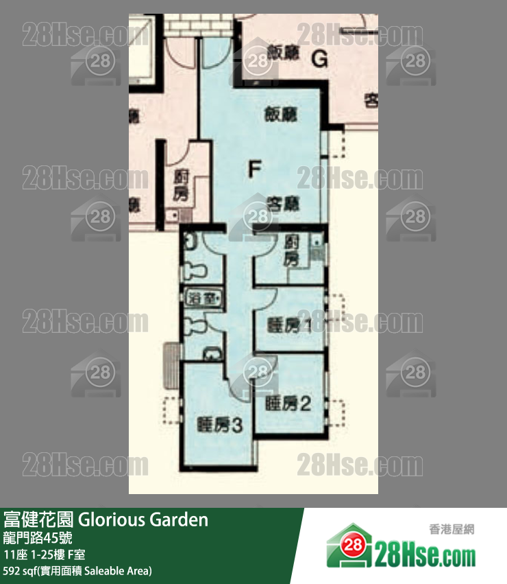 富健花園 11座23樓 F室 平面圖