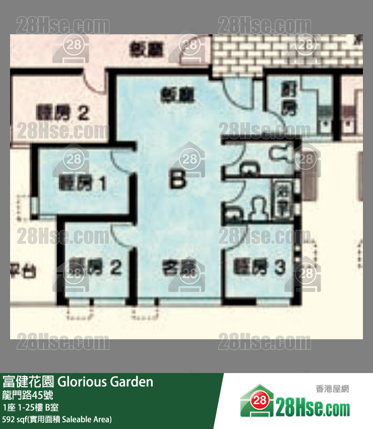 富健花園 1座21樓 B室 平面圖
