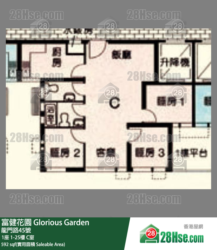 富健花園 1座18樓 C室 平面圖