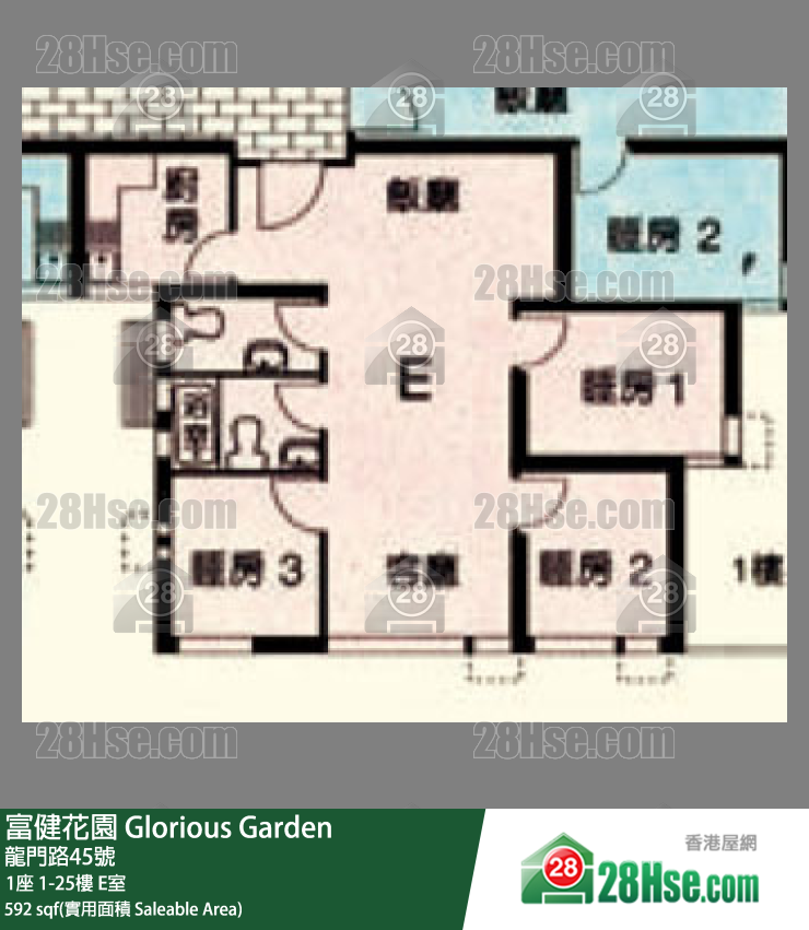 富健花園 1座7樓 E室 平面圖