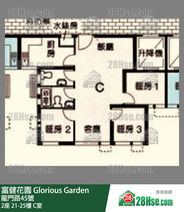 富健花園 2座25樓 C室 平面圖
