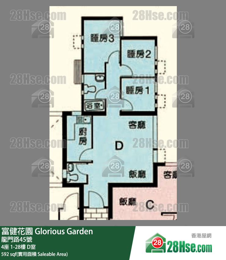 富健花園 4座19樓 D室 平面圖