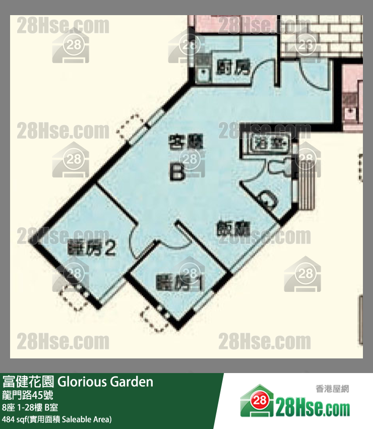 富健花園 8座16樓 B室 平面圖