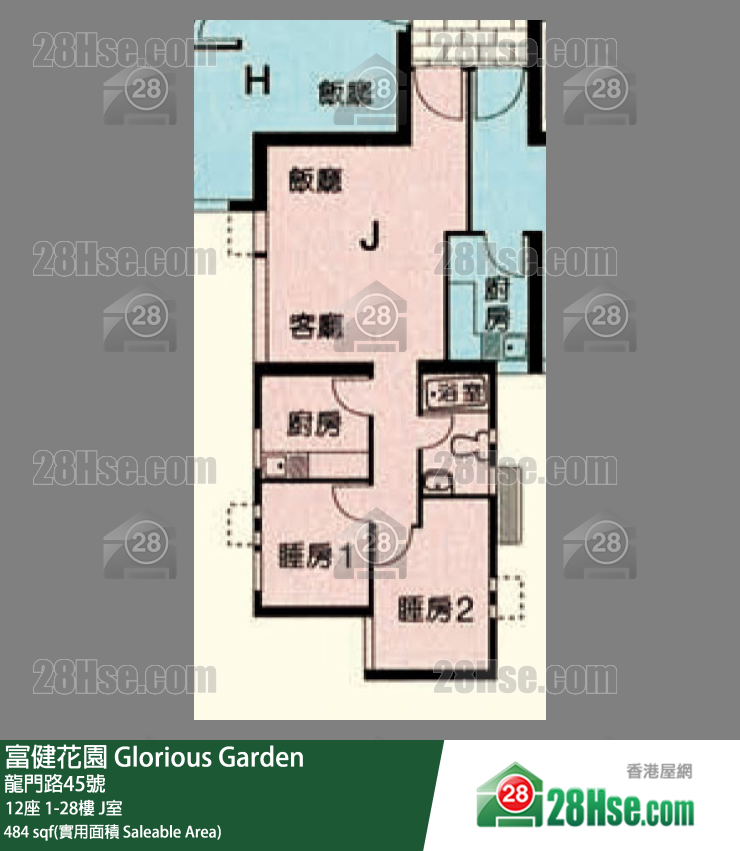 富健花園 12座 1樓 J室 平面圖