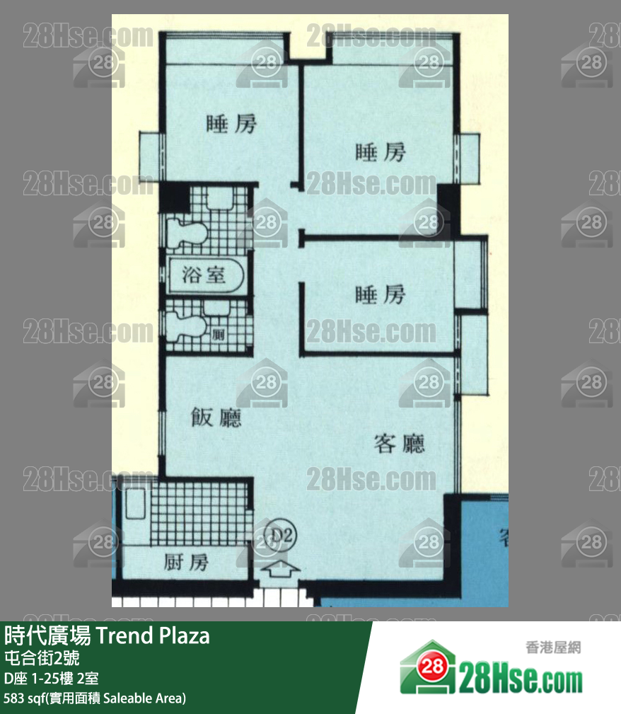 時代廣場 D座6樓 2室 平面圖