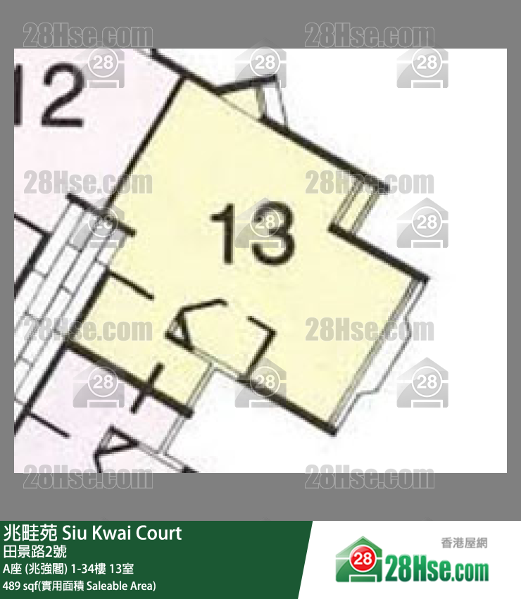 兆畦苑 A座 (兆强阁)31楼 13室 平面图