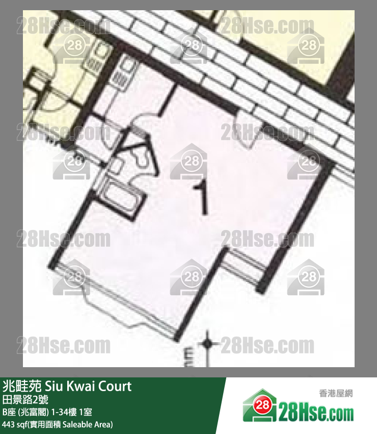 兆畦苑 B座 (兆富阁)2楼 1室 平面图
