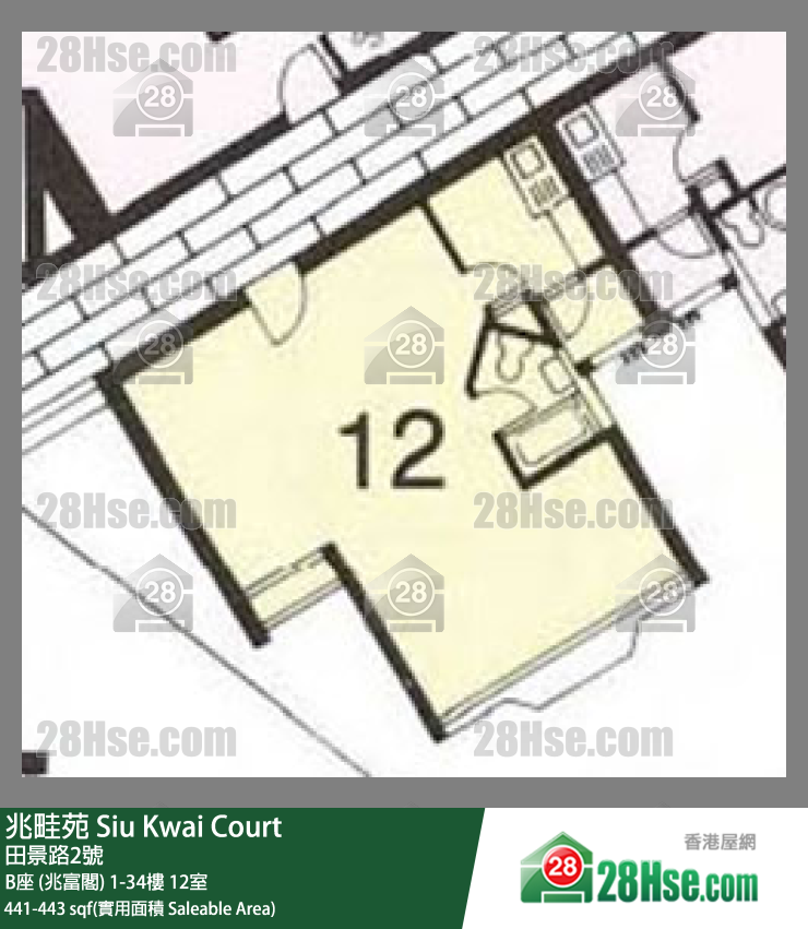 兆畦苑 B座 (兆富阁)2楼 12室 平面图