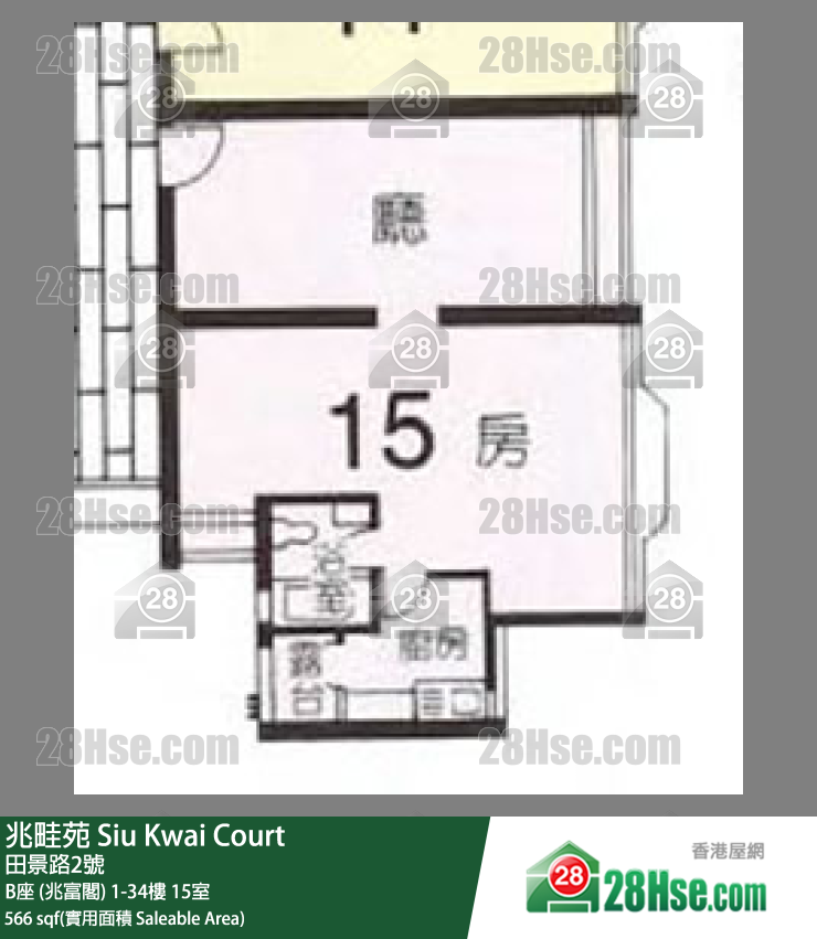 兆畦苑 B座 (兆富阁)11楼 15室 平面图