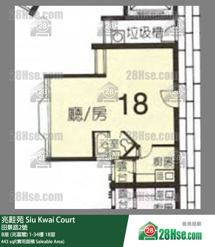 兆畦苑 B座 (兆富阁)23楼 18室 平面图